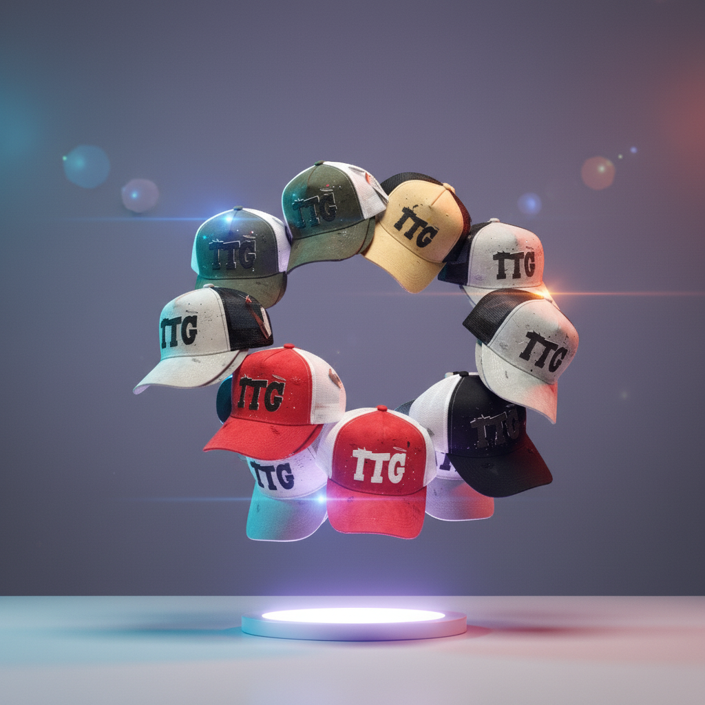 TTG Hats floating showcase with creative lighting