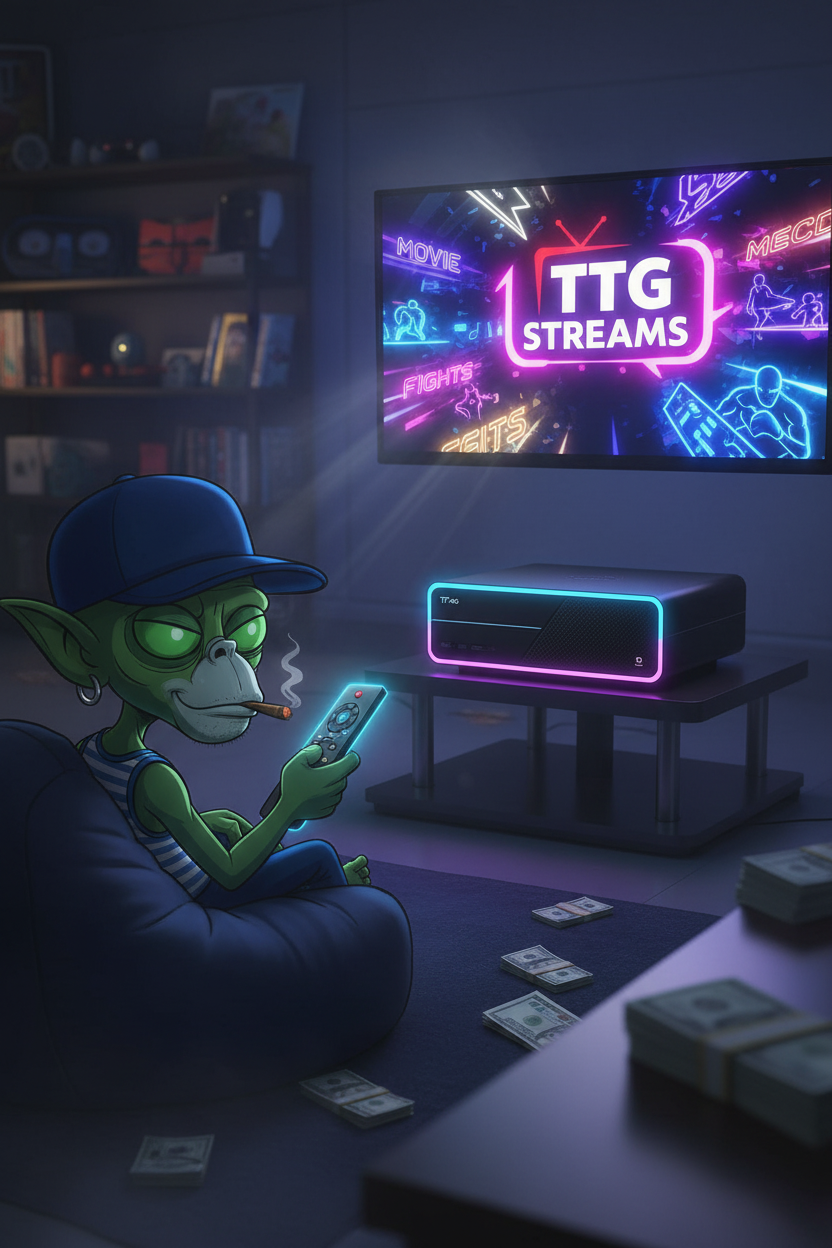 TTG Streams device with cartoon neon lighting